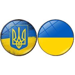 Ukraine-flaggen-brosche, 2 Stück, Runde Ukrainische Flaggen-abzeichen, Emaille, Ukrainische Anstecknadel Für Kleidung, Zubehör von Muteitt