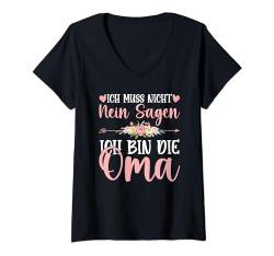Damen Oma Sprüche Muss Nicht Nein Sagen Ich Bin Die Oma T-Shirt mit V-Ausschnitt von Muttertag Beste Oma Der Welt Geschenk