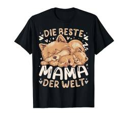 Beste Mama der Welt, Pomeranian mit Welpe, Muttertag T-Shirt von Muttertag Mama Oma Geschenk Ideen by Conreo