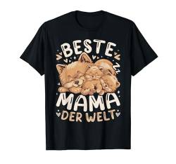 Beste Mama der Welt Zwergspitz Mutter mit 2 Welpen Muttertag T-Shirt von Muttertag Mama Oma Geschenk Ideen by Conreo