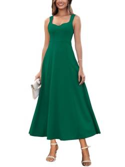 Muwodkdn Damen V-Ausschnitt Sommerkleider Ärmellos Kleider Casual A-Linie Maxi Kleider Elegantes Hochzeitsgast Abendkleider Geripptes Lockerer Maxikleid Brautjungfer Kleid Grün XL von Muwodkdn