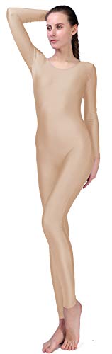 Mvefward Damen Bodysuit mit U-Ausschnitt, langärmelig, Spandex, für Erwachsene - Beige - X-Large von Mvefward