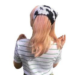 Exquisites Frühlings-Haarband für Damen, stilvoll mit Kuhmuster, perfektes elastisches Stirnband für jeden Anlass, gehäkeltes Haarband für Damen, handgefertigtes Häkelhaarband mit niedlichem Muster von Mxming