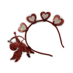 Mxming Herz-Stirnband, rote Pailletten, Liebes-Kopf-Bopper, Party-Haar-Accessoires für Urlaub, Festival, Kostüm, Valentinstag von Mxming