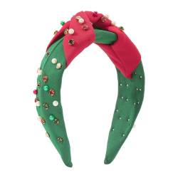Weihnachts-Haarreif mit glänzenden Perlen, Kristallperlen, geknotete Stirnbänder, Kopfschmuck für Halloween, Party, Dekoration, Perlen, Stirnbänder für Mädchen, Großpackung von Mxming