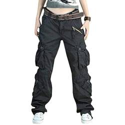 Damen Cargo Hose, Frauen Armee Militär Beiläufig Ladung Keuchen Hosen mit Multi Taschen Mode Loose Fit Casual Hosen High Waist Bequem Jogginghose von Mxssi