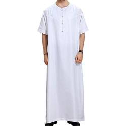 Herren Ethnische Roben Lange Ärmel Einfarbig Kaftan Lösen Fit Beiläufiges Tunic Große Größen Lange Shirt mit Taschen Sommer Baumwolle Leinen Robes von Mxssi