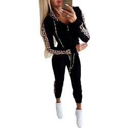 Mxssi Damen Casual Leopard Gedruckt Trainingsanzug Sport Gym Langarm Outwear Hosen Set Tops Hosenanzug von Mxssi