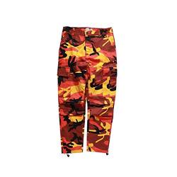 Mxssi Farbe Camo BDU Camouflage Cargo Pants Männer Frauen Casual Streetwear Taschen Jogger Orange Taktische Jogginghose Hip Hop Hose Orange L von Mxssi