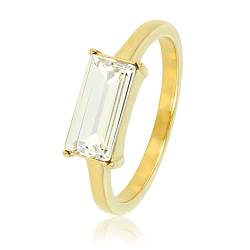 My Bendel - Damenring - gold- mit weißem Kristallstein- Stylischer Ringe für Damen - Bleibt schön und Verfärbt nicht - Stapeln Ringe - mit Luxuriösen Geschenkverpackung von My Bendel