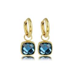 My Bendel – Goldene Ohrringe mit quadratischem blauem Glasstein- Schönsten Ohrringen für Frauen mit Kristalle - Ohrring bleibt Glanzend - Mehrere Farben - mit Luxuriösen Geschenkverpackung von My Bendel