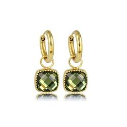 My Bendel – Goldene Ohrringe mit quadratischem grünem Glasstein- Schönsten Ohrringen für Frauen mit Kristalle - Ohrring bleibt Glanzend - Mehrere Farben - mit Luxuriösen Geschenkverpackung von My Bendel