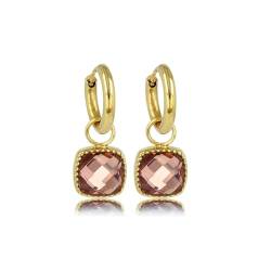 My Bendel – Goldene Ohrringe mit quadratischem rosa Glasstein- Schönsten Ohrringen für Frauen mit Kristalle - Ohrring bleibt Glanzend - Mehrere Farben - mit Luxuriösen Geschenkverpackung von My Bendel