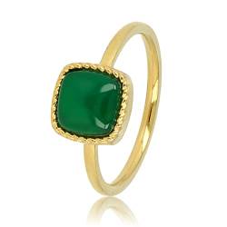 My Bendel - Goldener ring mit Grünem Achat-Edelstein- Stylischer Ringe für Damen mit echtem Edelstein - Bleibt schön und Verfärbt nicht - Stapeln Ringe - mit Luxuriösen Geschenkverpackung von My Bendel