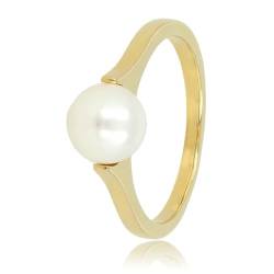 My Bendel - Goldring mit großer weißer Perle- Stylischer Ring für Damen mit großer Perle - Bleibt schön und Verfärbt nicht - Stapeln Ringe - mit Luxuriösen Geschenkverpackung von My Bendel
