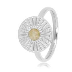 My Bendel - Ring Silber mit Sonnenschliff und Amazonit-Edelstein- Schönen Design Ringe mit echtem Edelstein Sonne - Stapeln Ringe - Mehrere Edelsteinen - Edelstahl und 14K vergoldet von My Bendel