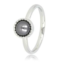 My Bendel - Ring Silber mit schwarzer Perle- Stylischer Ring für Damen mit Perle und gedrehtem Rand - Bleibt schön und Verfärbt nicht - Stapeln Ringe - mit Luxuriösen Geschenkverpackung von My Bendel