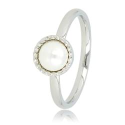 My Bendel - Ring Silber mit weißer Perle- Stylischer Ring für Damen mit Perle und gedrehtem Rand - Bleibt schön und Verfärbt nicht - Stapeln Ringe - mit Luxuriösen Geschenkverpackung von My Bendel