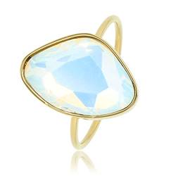 My Bendel - Schöner Goldring mit Quarz glasstein- Stylischer Ringe für Damen - Bleibt schön und Verfärbt nicht - Stapeln Ringe - mit Luxuriösen Geschenkverpackung von My Bendel
