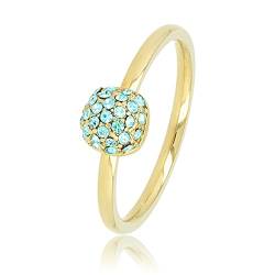My Bendel - Schöner Goldring mit wasserblau Glassteine- Stylischer Ringe für Damen - Bleibt schön und Verfärbt nicht - Stapeln Ringe - mit Luxuriösen Geschenkverpackung von My Bendel