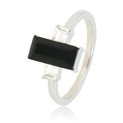 My Bendel - Schöner Silberring mit Schwarzem Zirkonia-Stein- Stylischer Ringe für Damen - Bleibt schön und Verfärbt nicht - Stapeln Ringe - mit Luxuriösen Geschenkverpackung von My Bendel