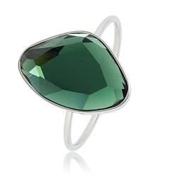 My Bendel - Schöner silberner Ring mit grünem Glasstein- Stylischer Ringe für Damen - Bleibt schön und Verfärbt nicht - Stapeln Ringe - mit Luxuriösen Geschenkverpackung von My Bendel