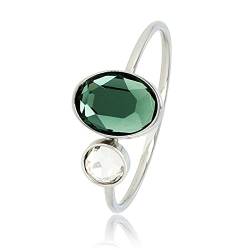My Bendel - Schöner silberner Ring mit grünem und weißem Glasstein- Stylischer Ringe für Damen - Bleibt schön und Verfärbt nicht - Stapeln Ringe - mit Luxuriösen Geschenkverpackung von My Bendel