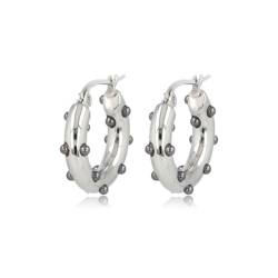 My Bendel - Silberner Ohrring mit kleinen schwarzen Perlen- Edelstahl-Ohrringe für Frauen - Silber und Gold von My Bendel