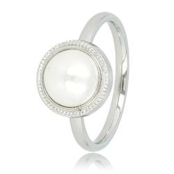 My Bendel - Vintage Ring Silber mit weißer Perle- Stylischer Vintage Ring für Damen mit Perle - Bleibt schön und Verfärbt nicht - Stapeln Ringe - mit Luxuriösen Geschenkverpackung von My Bendel