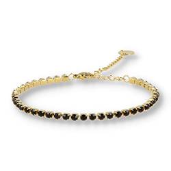 My Bendel Zirkonia Armband schwarz Gold- Armband für Frauen - Feines einstellbares Armband mit Steine - Verfärbt Nicht - mit Luxuriösen Geschenkverpackung von My Bendel