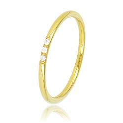 My Bendel minimalistischer gold Ring mit drei feinen Kristallsteinen- Stylischer Ringe für Damen - Bleibt schön und Verfärbt nicht - Stapeln Ringe - mit Luxuriösen Geschenkverpackung von My Bendel