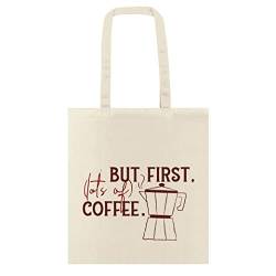 My Custom Style Shoppers Taschen aus Baumwolle sortiert #Symbole_1#, Symbole-Erste Kaffee, Beige con manici da 70 von My Custom Style