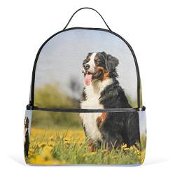 My Daily Berner Sennenhund Blumenfelder Rucksack für Jungen Mädchen Schule Büchertasche, Mehrfarbig, 12.6"L × 14.8"H x 5"W, Tagesrucksack von My Daily