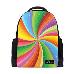 My Daily Rucksack mit Spiralen, Regenbogenstreifen und Sternen, 35,6 cm (14 Zoll), Laptop, Tagesrucksack, Büchertasche, für Reisen, Uni,, Mehrfarbig, EinheitsgröÃŸe von My Daily