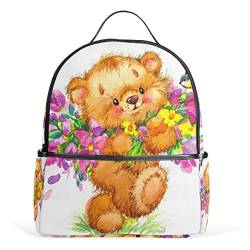 My Daily Rucksack mit süßem Teddybär-Blumen-Motiv, für Jungen und Mädchen, Schultasche, Mehrfarbig, 12.6"L × 14.8"H x 5"W, Tagesrucksack von My Daily