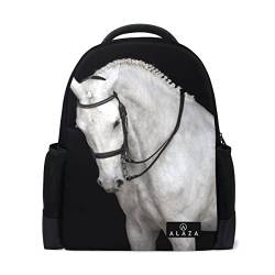 My Daily Rucksack mit weißem Pferd, 35,6 cm (14 Zoll), Laptop, Tagesrucksack, Büchertasche für Reisen, Uni, Schule, Mehrfarbig, Einheitsgröße von My Daily