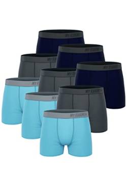 My Essential Clothing 9 er Pack Basic Boxershorts Cotton Bio Herren Shorts Unterwäsche MYE1BCX3, Farbe:Blue, Bekleidungsgröße:M von My Essential Clothing
