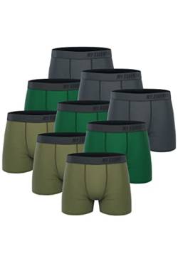 My Essential Clothing 9 er Pack Basic Boxershorts Cotton Bio Herren Shorts Unterwäsche MYE1BCX3, Farbe:Green, Bekleidungsgröße:L von My Essential Clothing