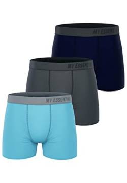 My Essential Clothing Basic Boxershorts Cotton Bio Herren Shorts Unterwäsche MYE1BCX3 3erPack, Farbe:Blue, Bekleidungsgröße:M von My Essential Clothing