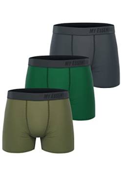 My Essential Clothing Basic Boxershorts Cotton Bio Herren Shorts Unterwäsche MYE1BCX3 3erPack, Farbe:Green, Bekleidungsgröße:L von My Essential Clothing