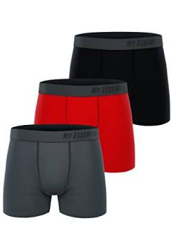 My Essential Clothing Basic Boxershorts Cotton Bio Herren Shorts Unterwäsche MYE1BCX3 3erPack, Farbe:Red, Bekleidungsgröße:M von My Essential Clothing