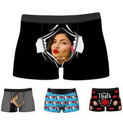 My Face Socks Personalisiert Herren Unterhose Boxershorts mit Gesicht Foto Bedrucken lustig Geschenk für männer Ehemann Geburtstag Valentinstag XS-3XL, Color 24 von My Face Socks