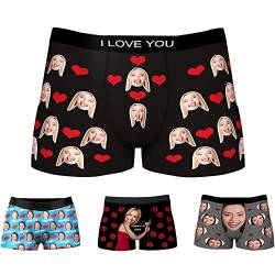 My Face Socks Personalisiert Herren Unterhose Boxershorts mit Gesicht Foto Bedrucken lustig Geschenk für männer Ehemann Geburtstag Valentinstag XS-3XL, YSCYKCSiSanSi-L, Color 04 von My Face Socks