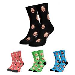 Personalisiert Gesicht Socken Foto bedrucken, Kuschelsocken 39-42 Bild funny lustig Geschenk für männer Damen Freund Familie Weihnacht Geburtstag Valentinstag von My Face Socks