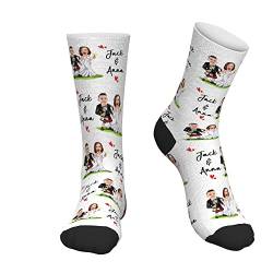 Personalisiert Gesicht Socken Foto bedrucken Valentinstag, Kuschelsocken 39-42 Bild funny lustig Geschenk für Liebespaar männer Damen Freund Freundin von My Face Socks