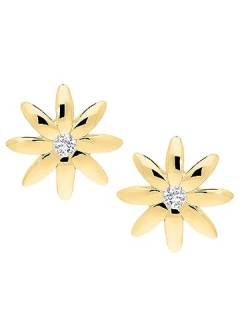 My Gold Blumen Ohrringe Echtes Gelbgold 375 Gold (9 Karat) Zirkonia 6mm Flory O-07839-G601-CZC von My Gold