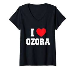 Damen Ich liebe Ozora T-Shirt mit V-Ausschnitt von My Heart