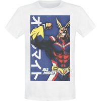 My Hero Academia - Anime T-Shirt - All Might Poster - S bis M - für Männer - Größe S - weiß  - Lizenzierter Fanartikel von My Hero Academia