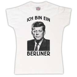 JFK Ich Bin EIN Berliner Damen T-Shirt, Weis, Large von My Icon Art & Clothing