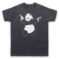 My Icon Art & Clothing Banksy Panda Guns Graffiti Street Art Herren T-Shirt, Jahrgang Schiefer, Large von My Icon Art & Clothing